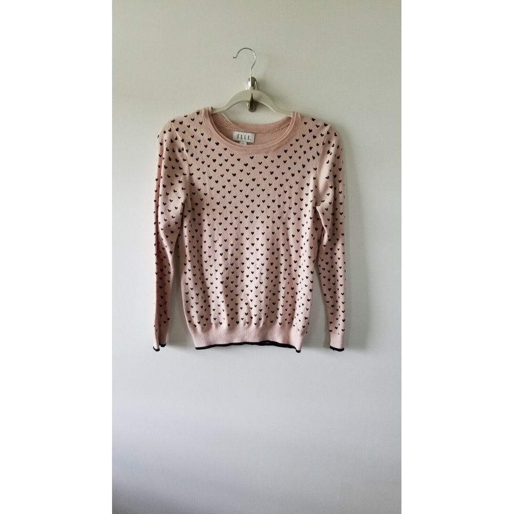 Elle Sweater Pullover Youth Girls Medium Heart Pink Long Sleeve‎